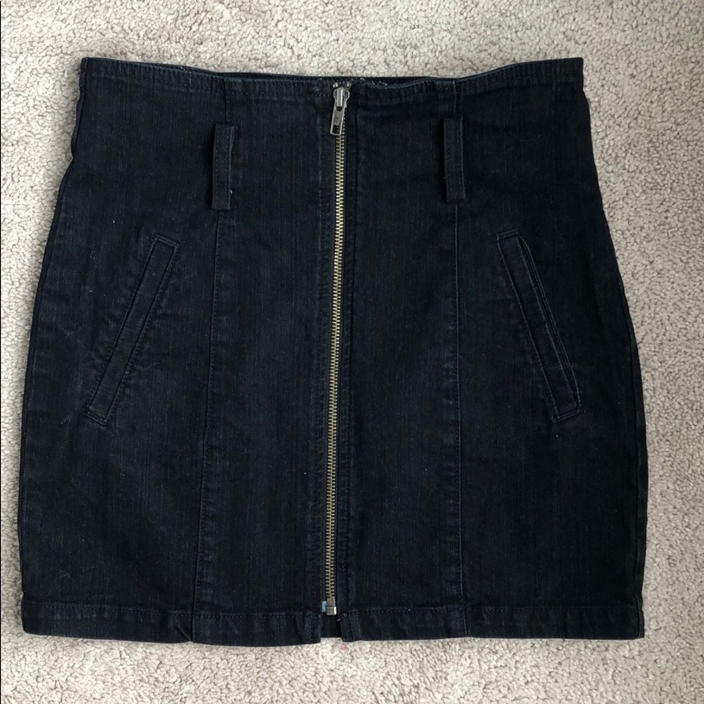 Carmar Black Denim Zipper Mini Skirt